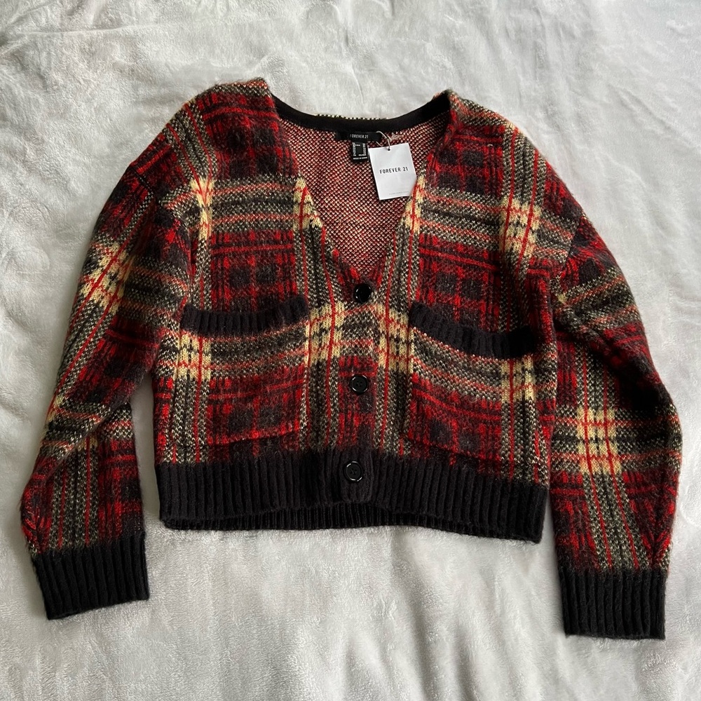 Forever 21 Plaid Cardigan Sweater